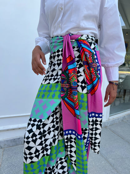 Mosaic wrapped skirt